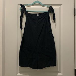 Black Romper with Tied Shoulders